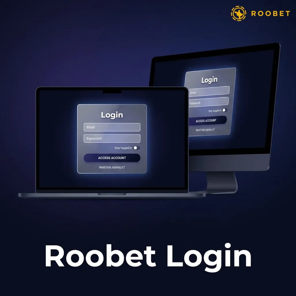 Roobet login screen showing email and password fields with remember me option and enter button