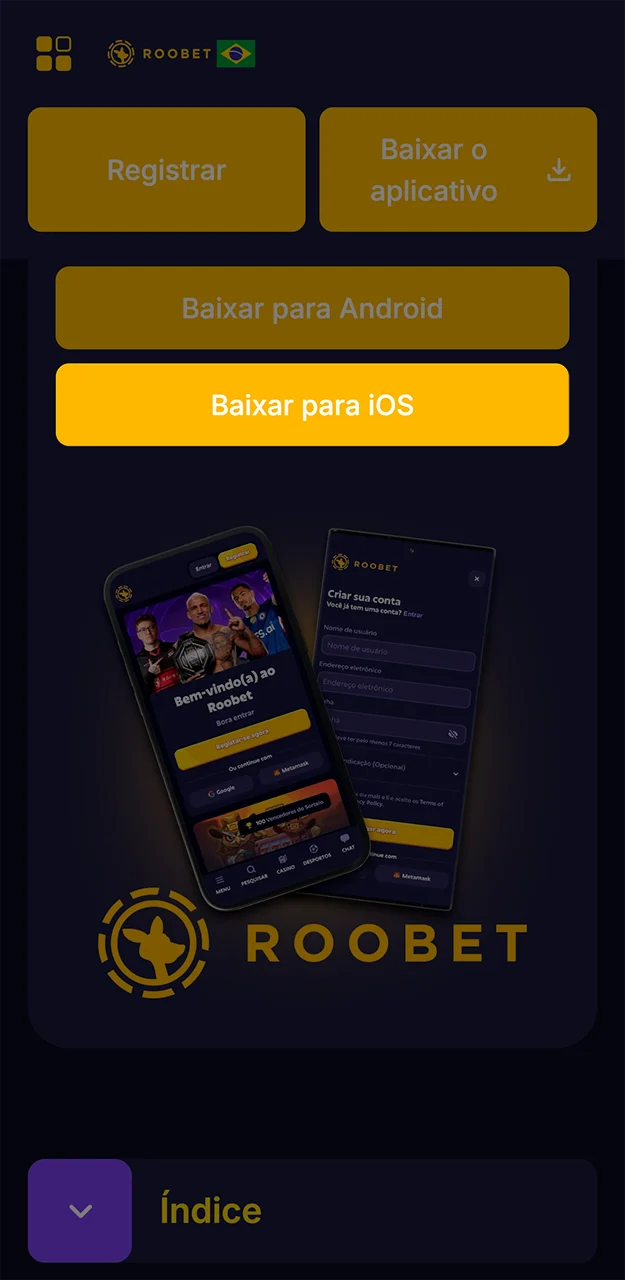 Siga o guia para instalar rapidamente o aplicativo Roobet.