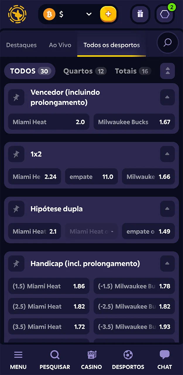 Confira as cotações e faça sua aposta no site da Roobet.