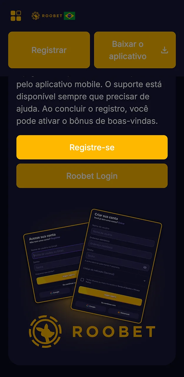 O cadastro no site Roobet é muito simples e qualquer usuário, independentemente do nível de conhecimento, consegue fazer isso.